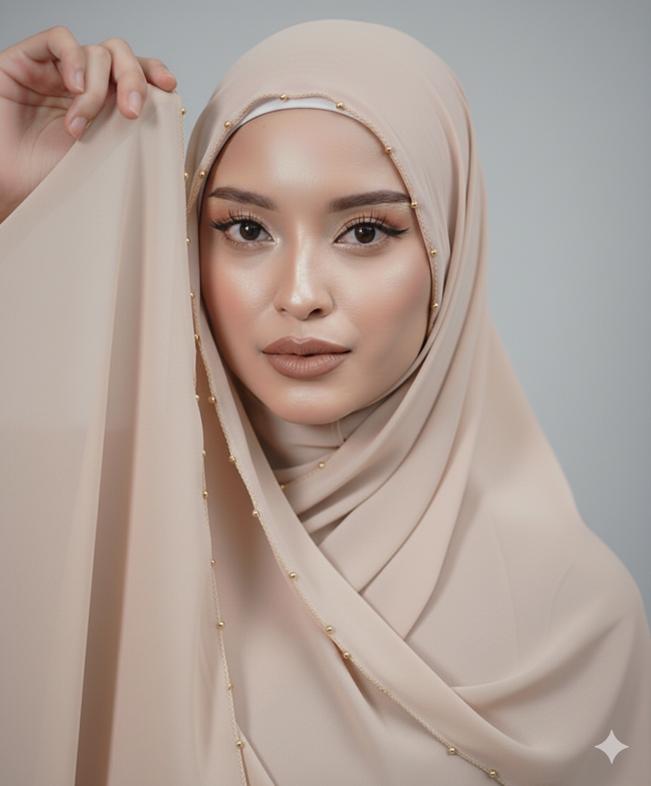 Biege_Luxury_Fancy_Hijab_with_beads_-_Easy_to_wear_hijab_cap