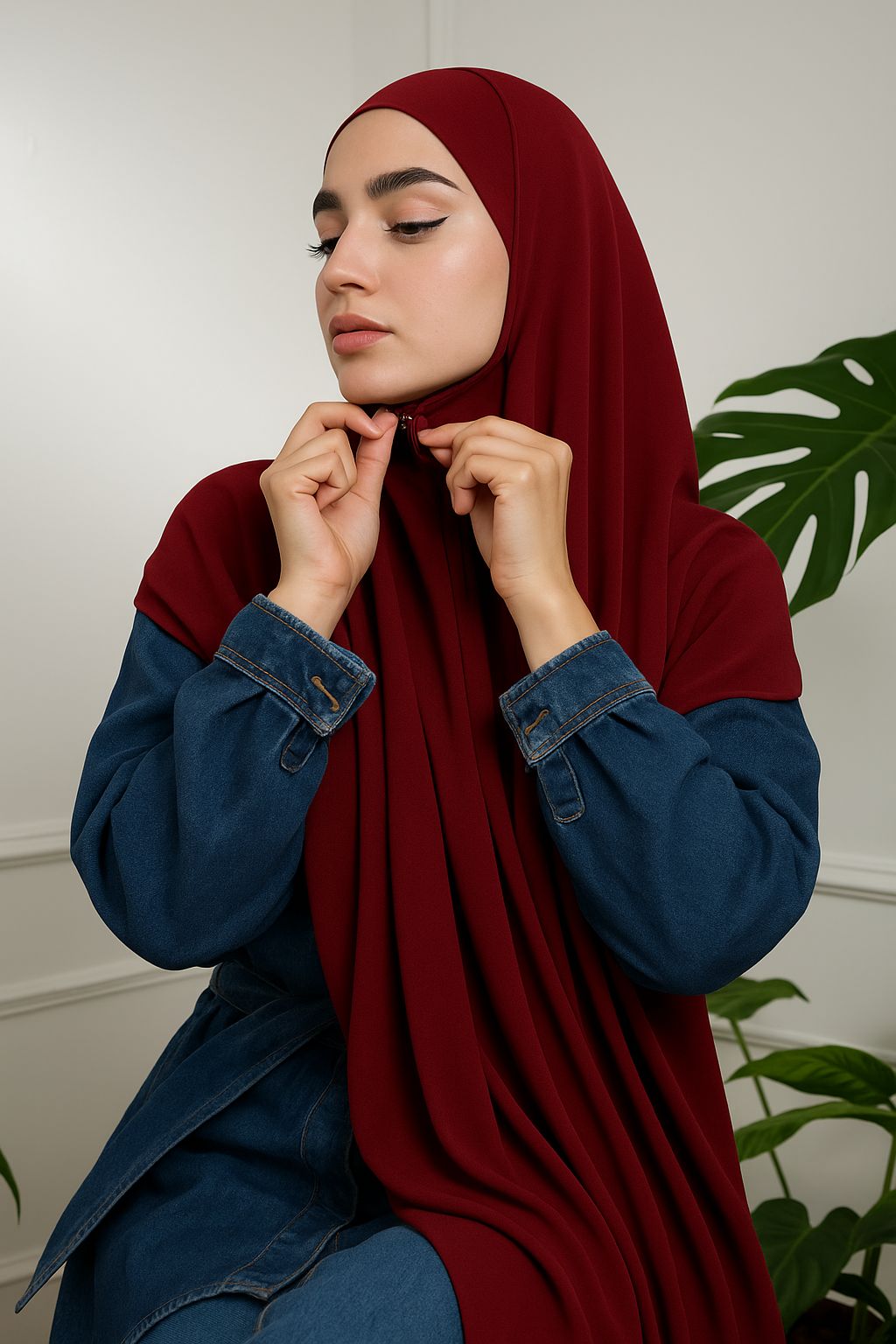 Flow Zip 3 in 1 hijab with attached Cap