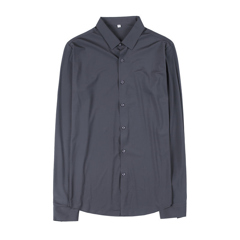 White Shirt Men's Long-sleeved Summer Fashionable Light Mature Style Fucky Handsome Top Men's Coat Casual Men's Ice Silk Black Shirt