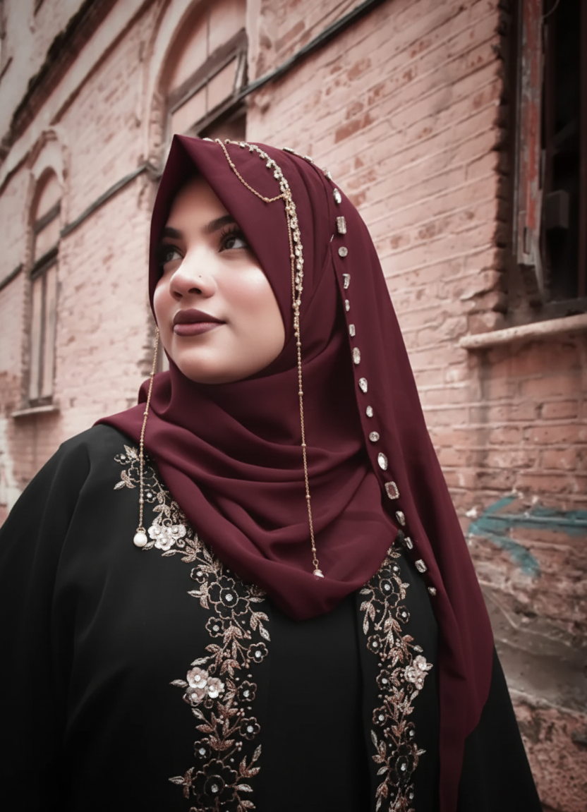 Habibi Queen Hijab - Ready-to-Wear Instant Hijab with Chain Pearls