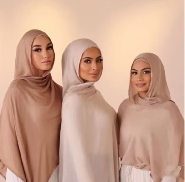 Beads Silk Hijab with attached cap for Women - Attraction Hijab