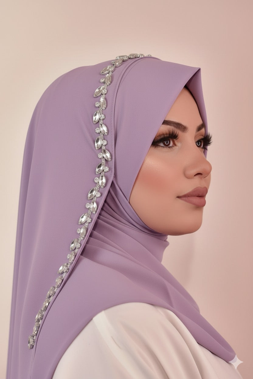 Embroidery Stud Hijab - Ready to Wear Fancy Instant Hijab