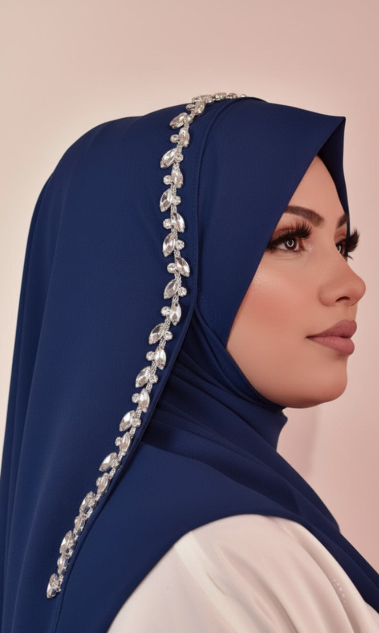 Embroidery Stud Hijab - Ready to Wear Fancy Instant Hijab