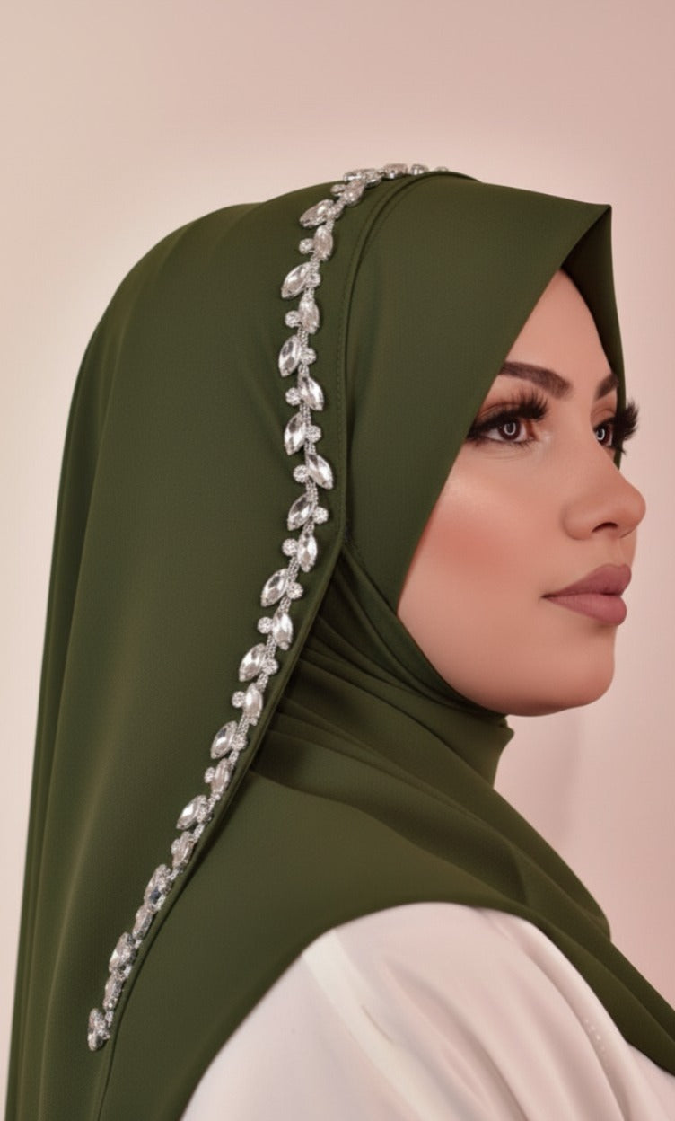Embroidery Stud Hijab - Ready to Wear Fancy Instant Hijab