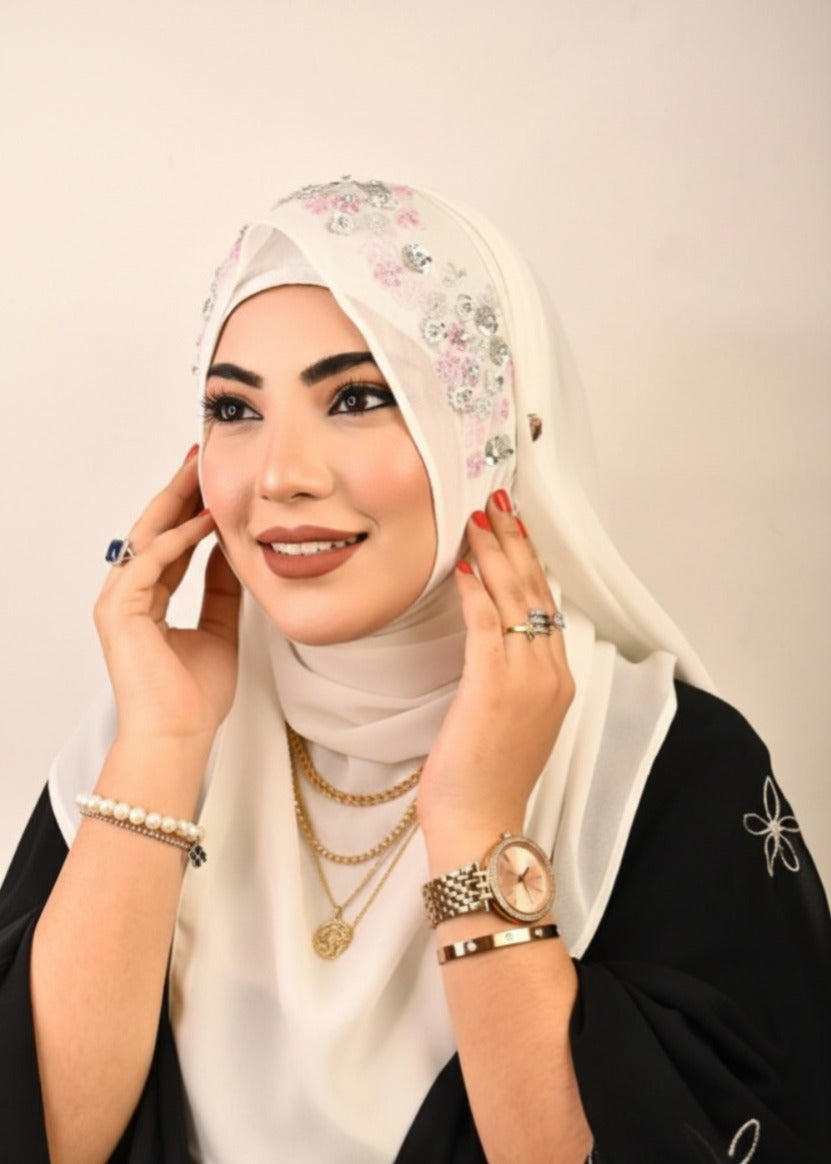 Emirati Chiffon hand-worked hijab