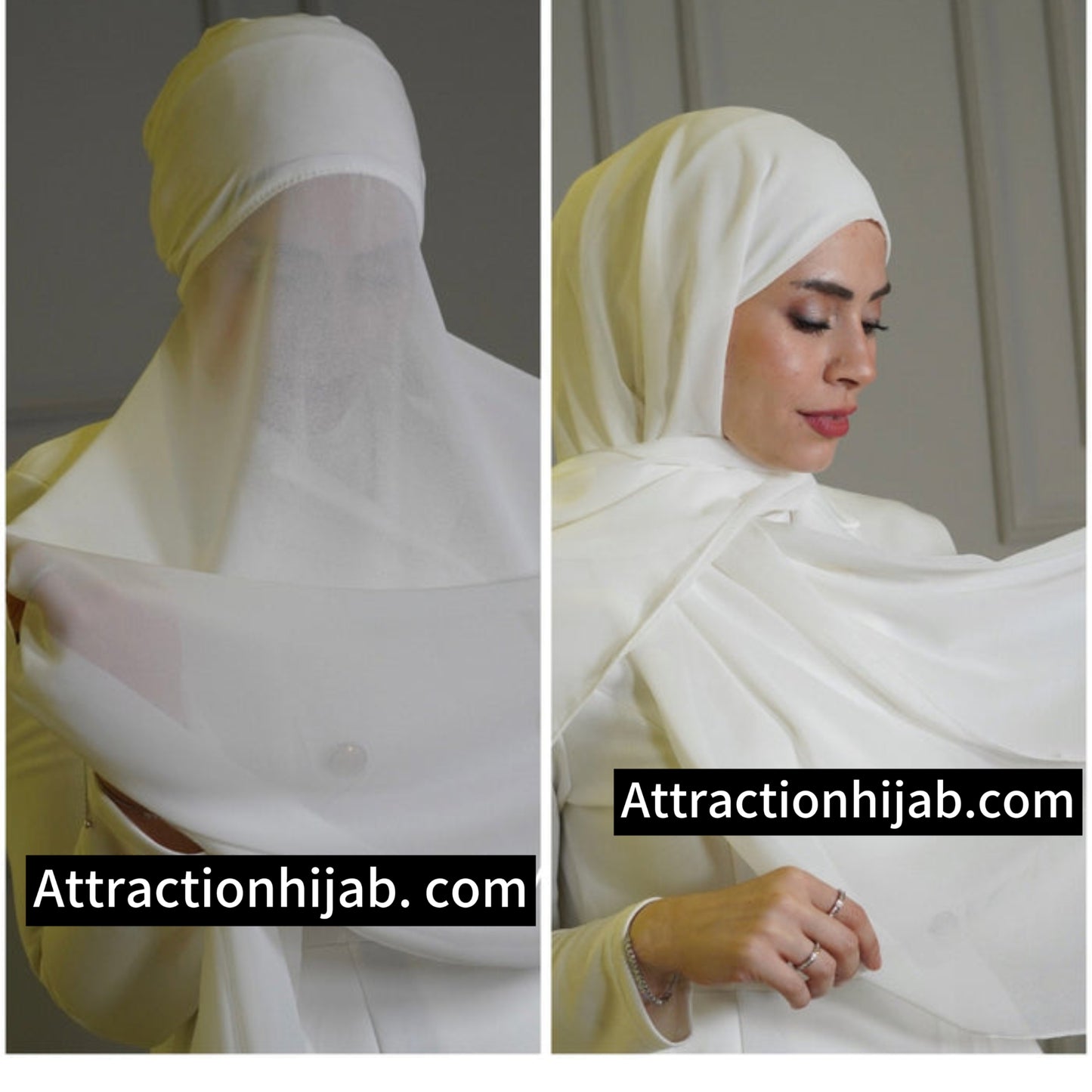 Chiffon Hijab with attached cap