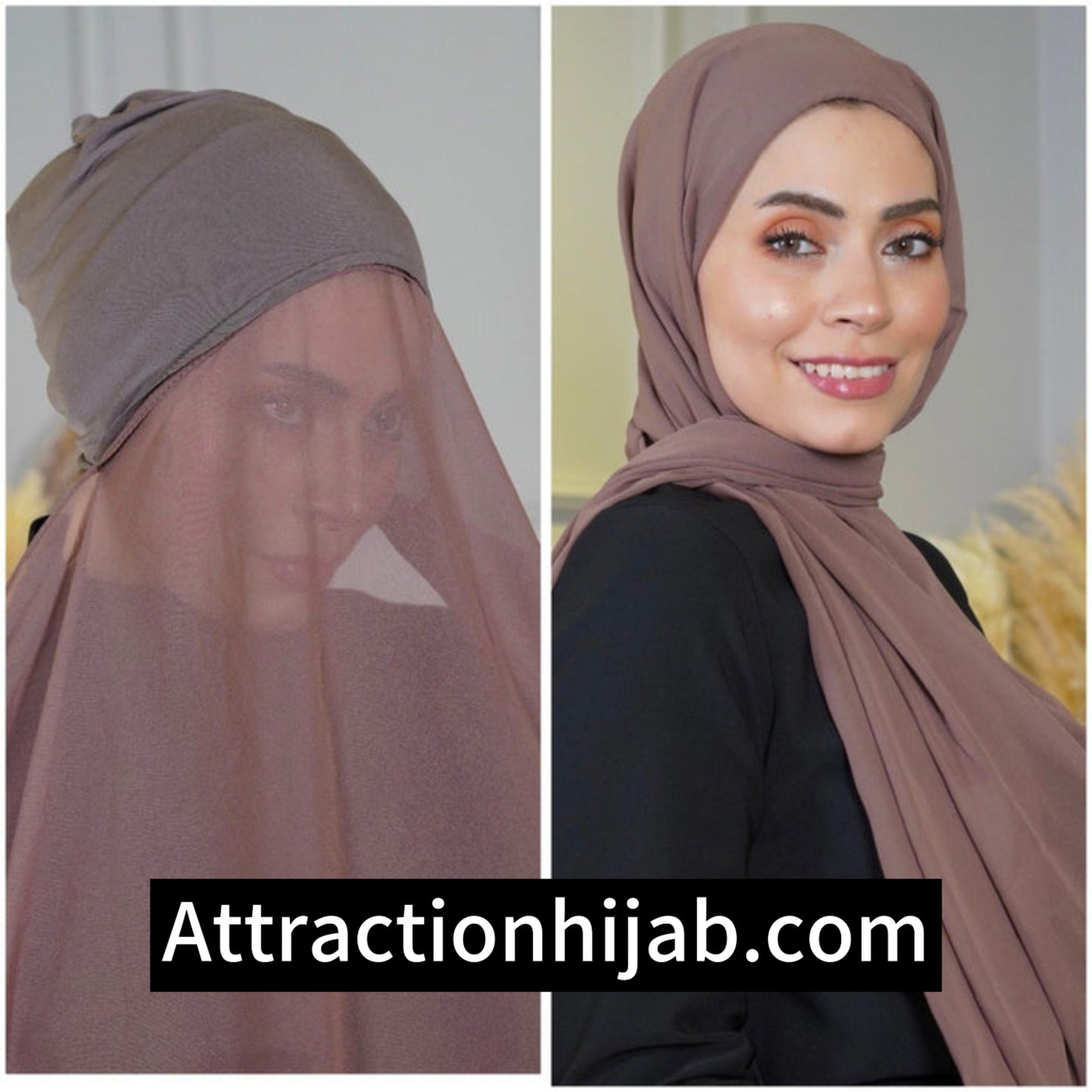 Chiffon Hijab with attached cap