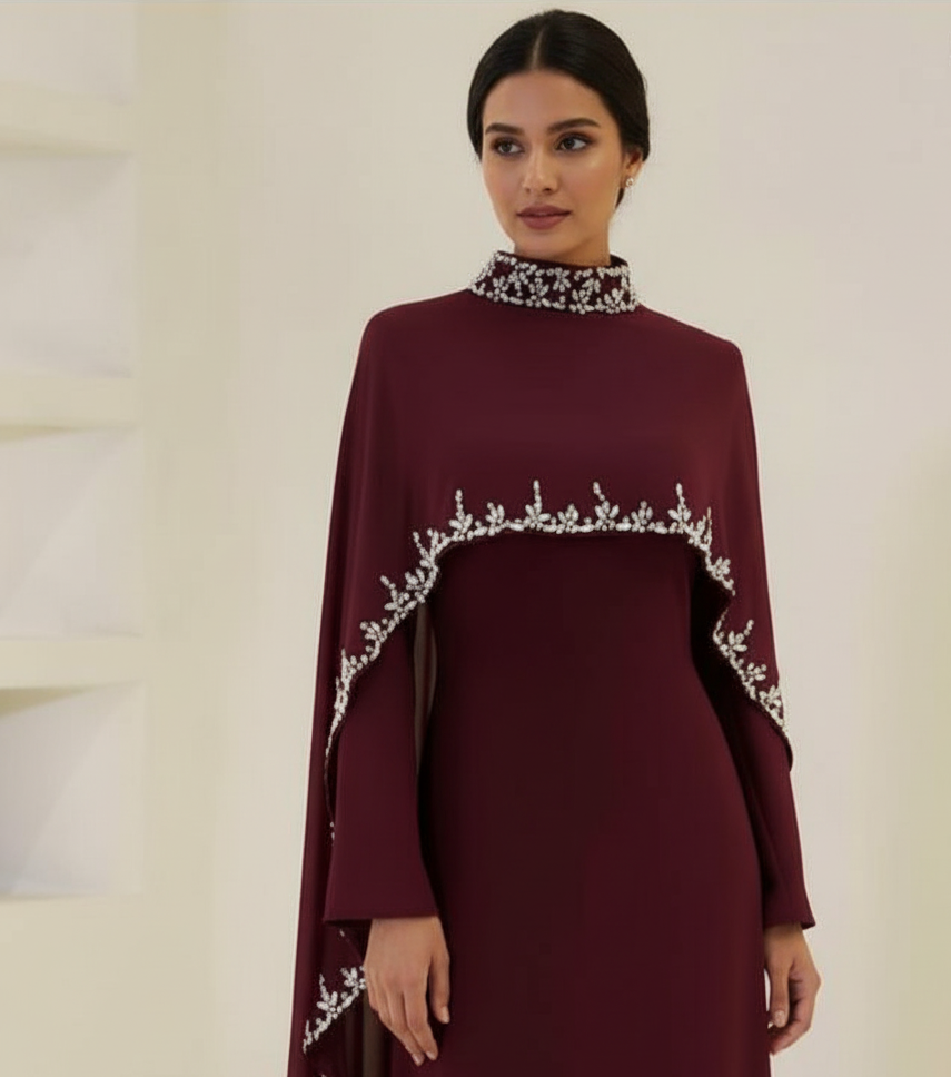 Celestial Rhinestone Cape Abaya | Luxury 2-Piece Set