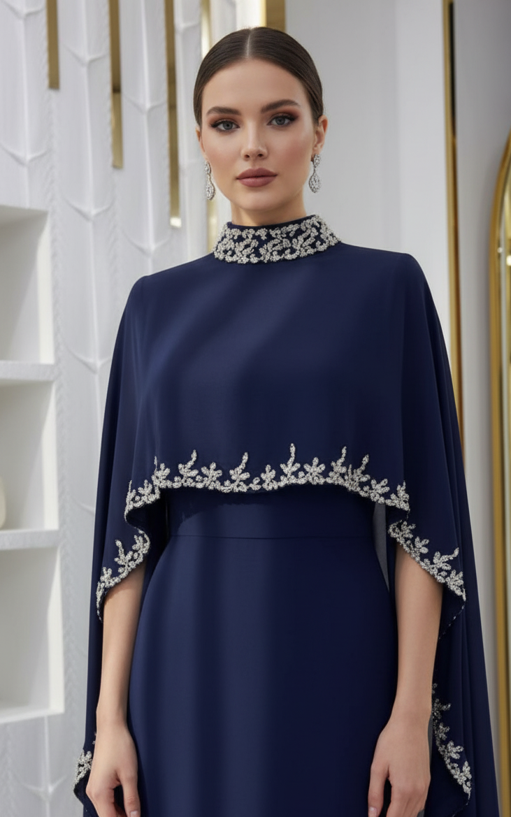 Celestial Rhinestone Cape Abaya | Luxury 2-Piece Set