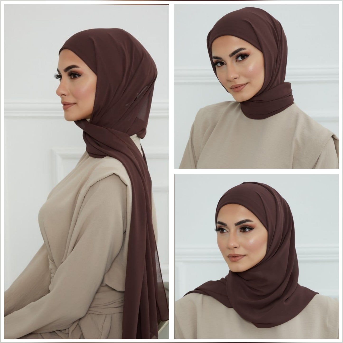 Chiffon Hijab with attached cap