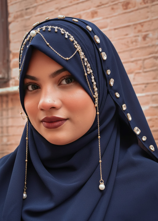 Habibi Queen Hijab - Ready-to-Wear Instant Hijab with Chain Pearls