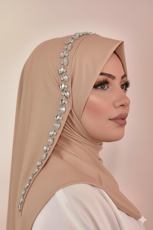 Embroidery Stud Hijab - Ready to Wear Fancy Instant Hijab