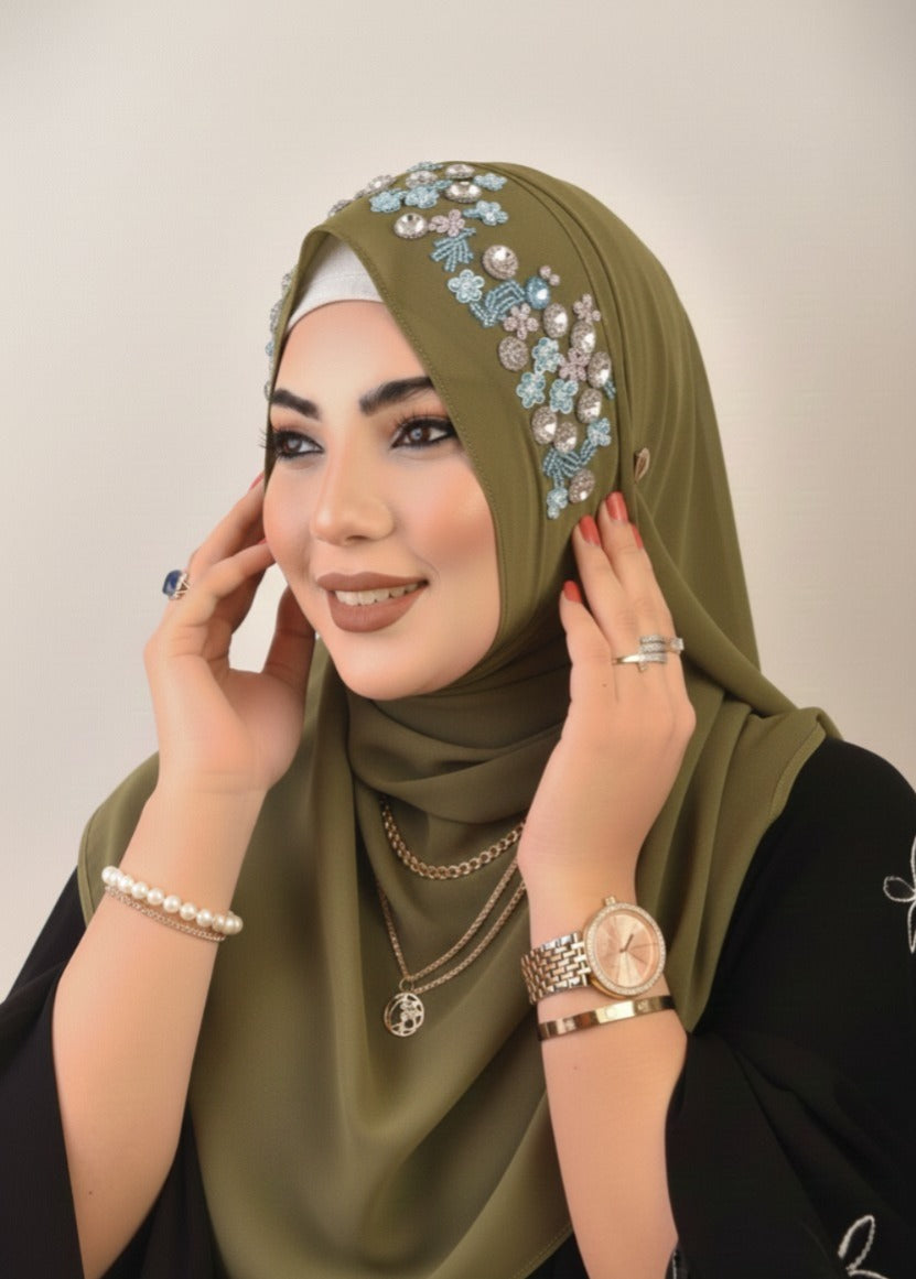 Emirati Chiffon hand-worked hijab