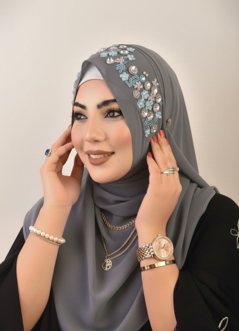 Emirati Chiffon hand-worked hijab