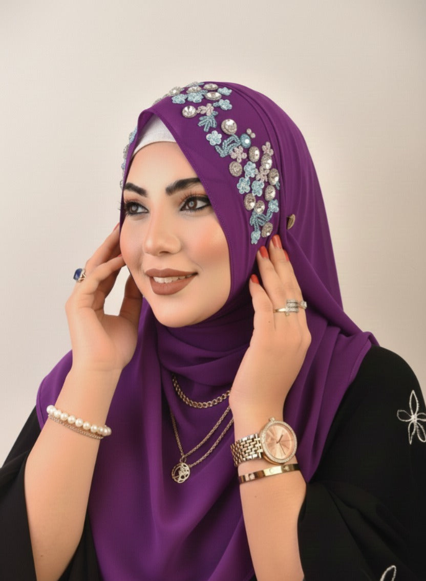 Emirati Chiffon hand-worked hijab