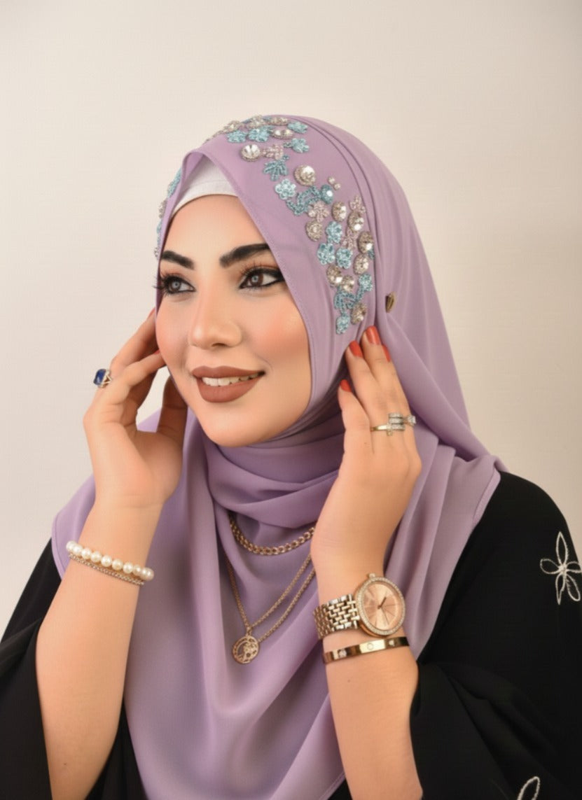 Emirati Chiffon hand-worked hijab