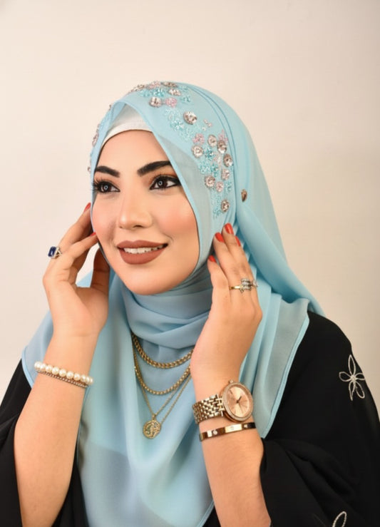 Emirati Chiffon hand-worked hijab