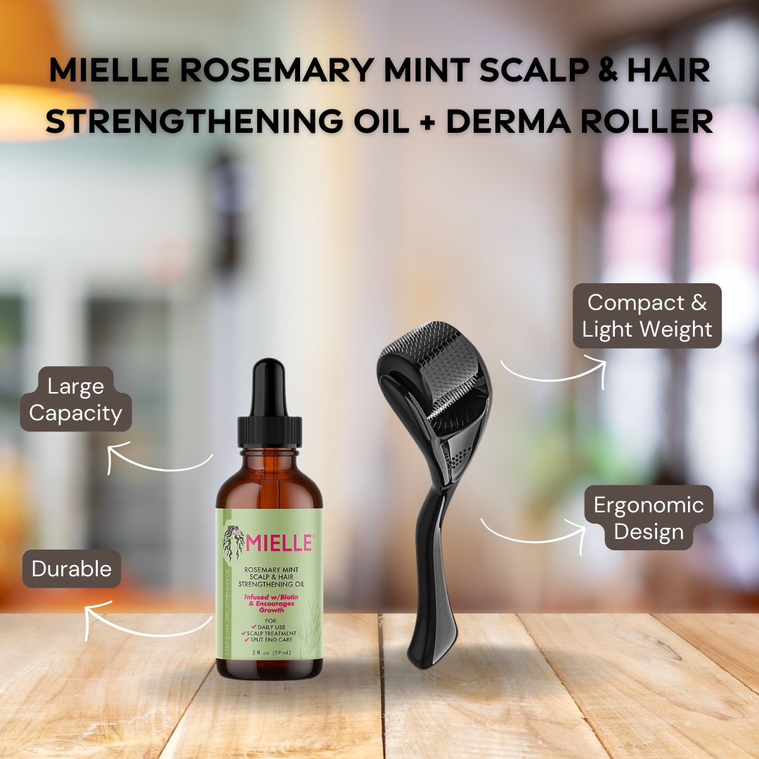 Mielle Rosemary Mint Scalp & Hair Strengthening Oil + Derma Roller