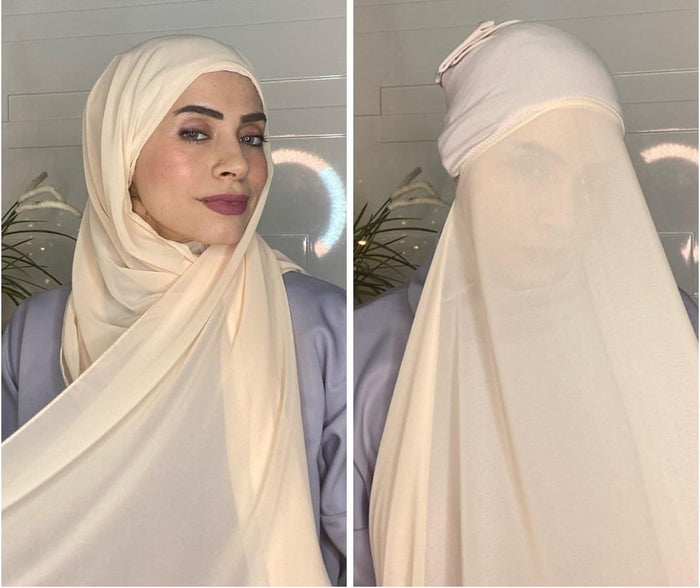 Chiffon Hijab with attached cap