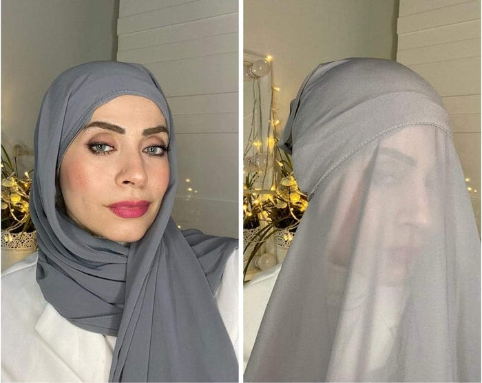 Chiffon Hijab with attached cap