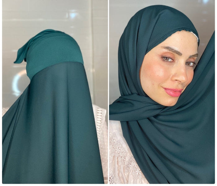 Chiffon Hijab with attached cap