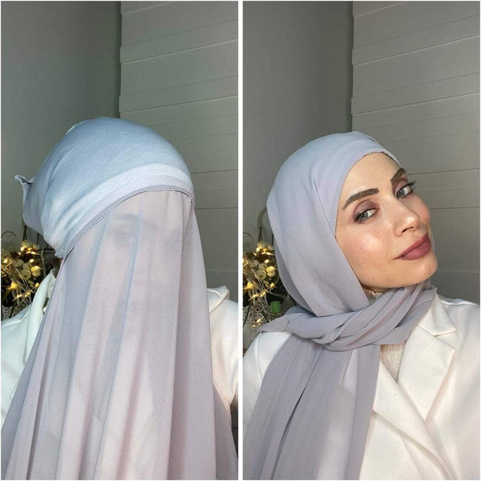 Chiffon Hijab with attached cap