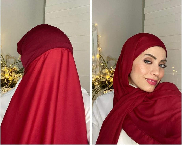 Chiffon Hijab with attached cap